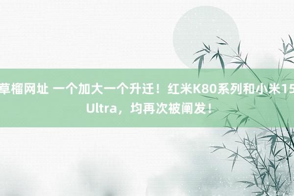 草榴网址 一个加大一个升迁！红米K80系列和小米15 Ultra，均再次被阐发！