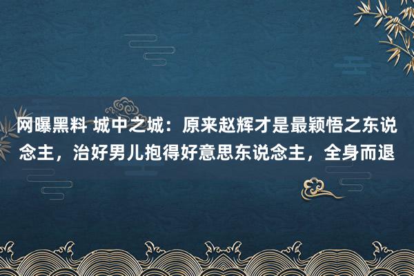 网曝黑料 城中之城：原来赵辉才是最颖悟之东说念主，治好男儿抱得好意思东说念主，全身而退