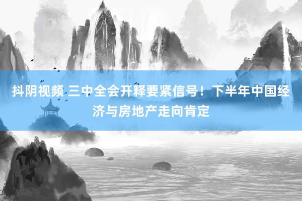 抖阴视频 三中全会开释要紧信号！下半年中国经济与房地产走向肯定