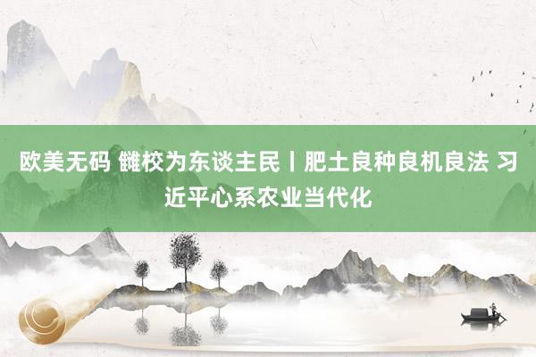 欧美无码 雠校为东谈主民丨肥土良种良机良法 习近平心系农业当代化