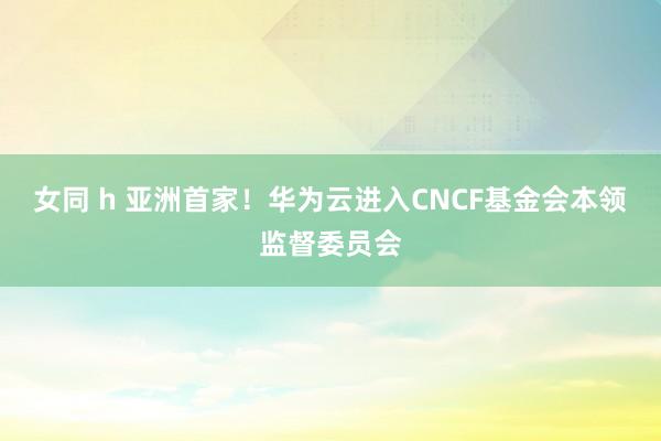 女同 h 亚洲首家！华为云进入CNCF基金会本领监督委员会